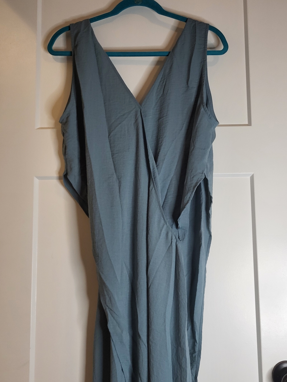 Sleeveless V-Neck Wrap Dress in Slate Blue
